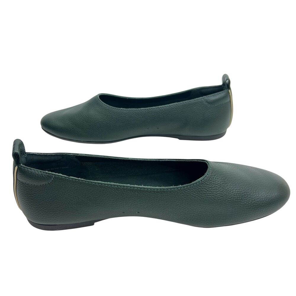 Everlane The Italian Leather Day Glove Flats Womens Size 8 Dark Green Shoes - Picture 2 of 14
